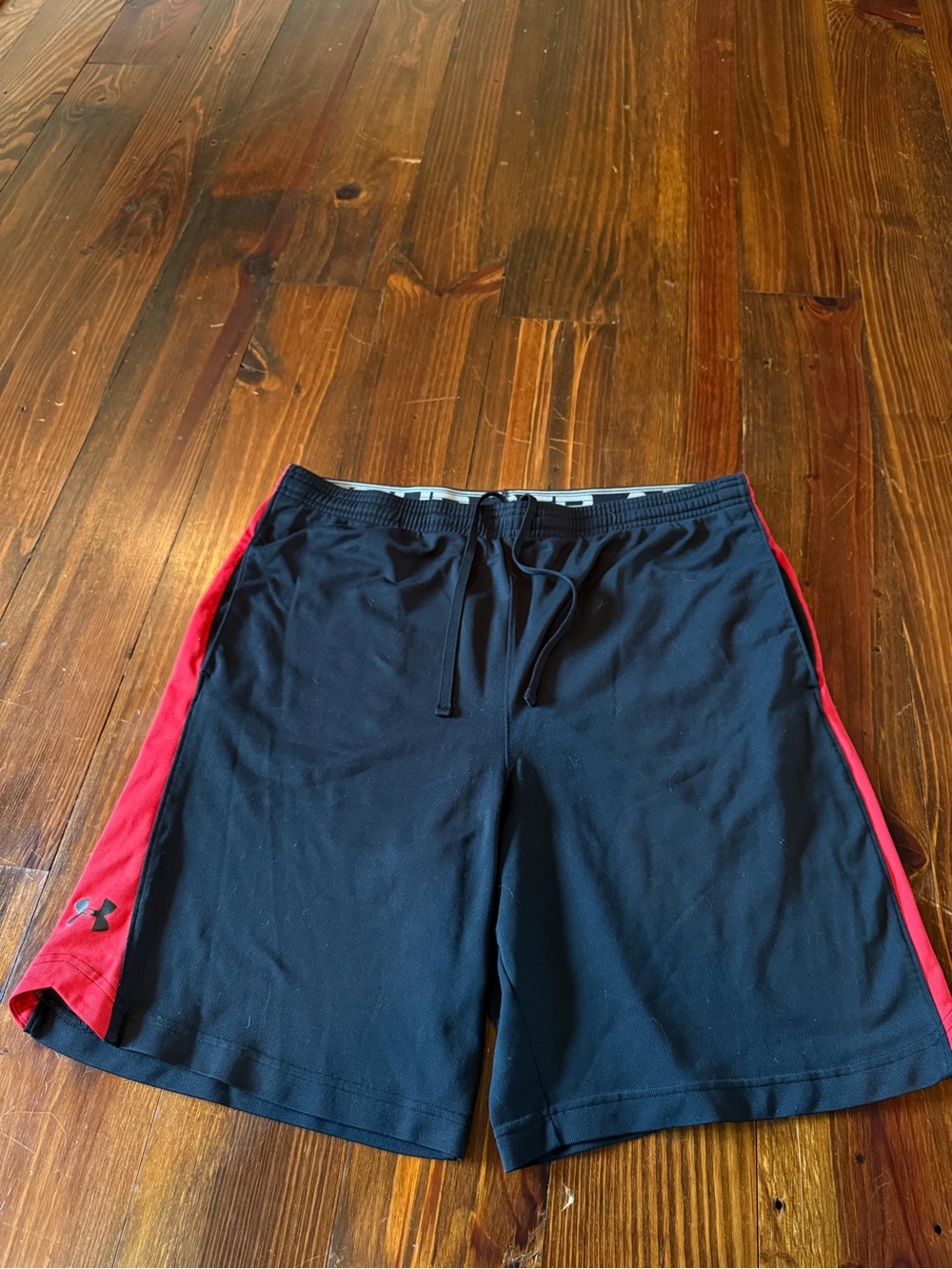 Under Armour Black Athletic Shorts with Red Side Panels